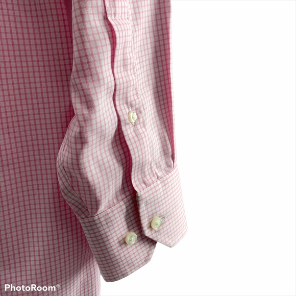 Stafford Checkered Fitted Button Down Shirt Pink - Picture 5 of 6